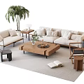 Quiet sofa tea table combination 3d model