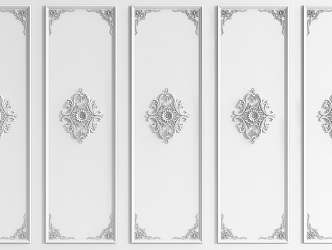 European-style wall panel carved 3d model