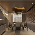 Elegant Five Star Private Dining Room With Modern Design Dining Table Chairs Pendant Light And Wooden Wall