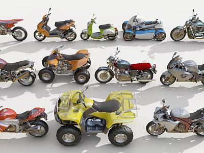 Collection Of Different Motorcycles On 3d model