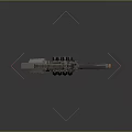 Futuristic Mechanical Weapon With Gray And Orange Structure And Magazine Barrels