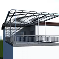 Outdoor Metal Frame Terrace Canopy with Transparent Roof and Railing for Sunshade Use