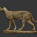 Caracal Realistic Detailed Sculpture Artwork Standing on Natural Stone Base