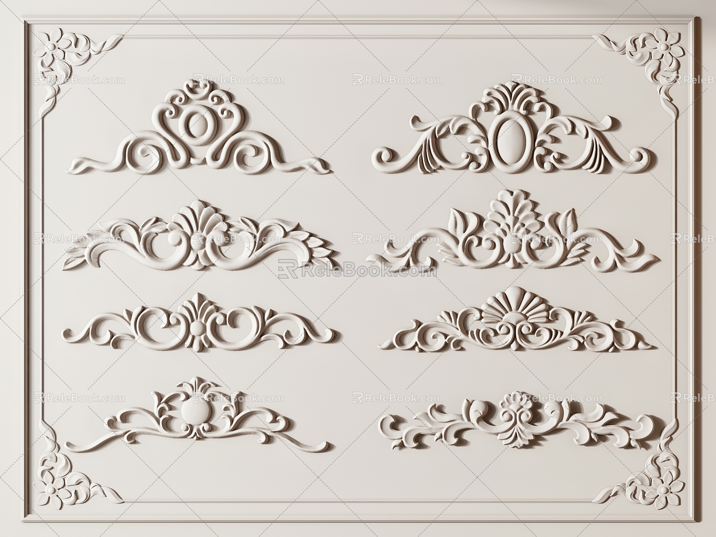 French carved plaster 3d model