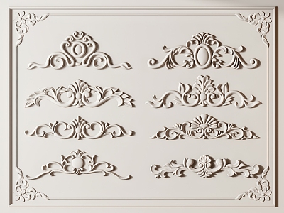 French carved plaster 3d model