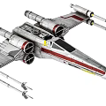 Detailed Futuristic X Wing Fighter Starfighter With Engines And Laser Cannons
