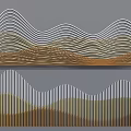 Modern Wavy Decorative Wall Design With Layered Striped Patterns And Gold Brown Tones