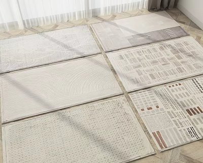 Square Rugs With Various Patterns In A Bright Living Space 3d model