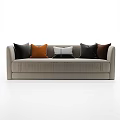 Modern Grey Multi Seater Sofa With Black Orange Brown And Striped Pillows 3d model