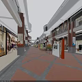 Coastal City Square Characteristic Commercial Street With Modern Architecture Shops And Open Corridors