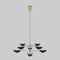 Modern Multi Arm Chandelier With Gold Metal Frame And Black Bowl Shades