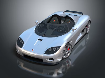 Silver Convertible Sports Car With Sleek Aerodynamic Design And Red Brake Calipers 3d model