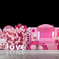 Pink Event Decorations With Welcome Sign Love Letters And Balloons Arch