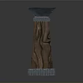 Ornamental Decorative Pillar With Wooden Texture And Square Top Gray Base