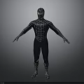 Detailed Spider Man Black Costume Full Body Standing 3D Render