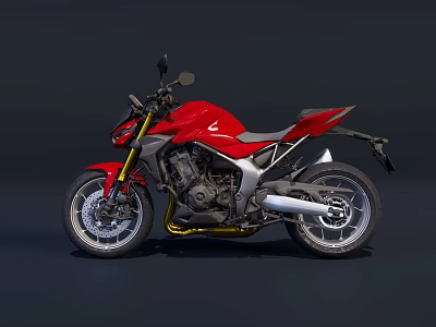 Red Sporty Modern Motorcycle With Sleek Body And Metallic Details 3d model