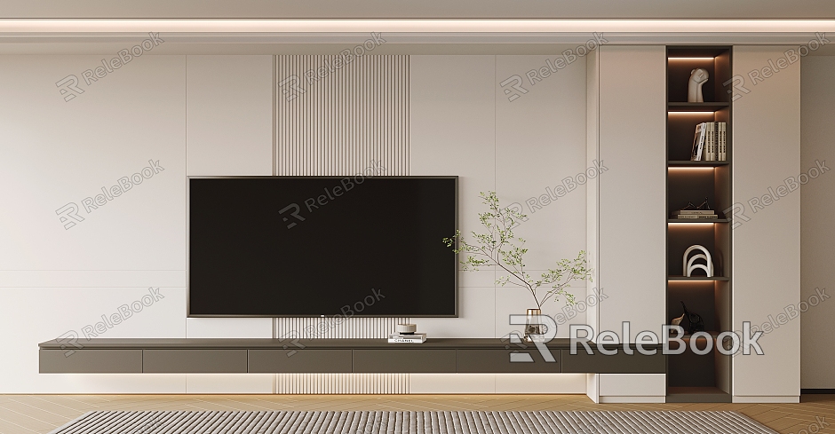 Modern TV background wall Cream wind TV background wall model