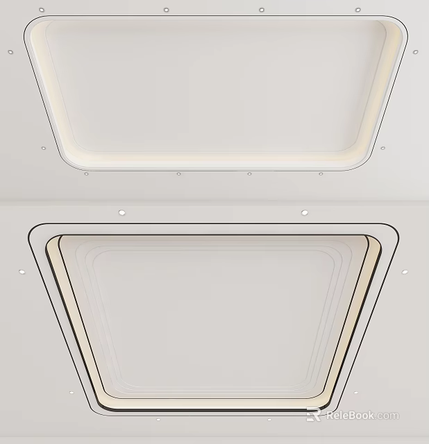 Modern Ceiling Design With Recessed Lighting And Clean Lines 3d model