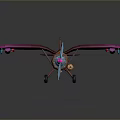 Colorful Handmade Toy Airplane with Pink Wings and Vibrant Decorative Patterns for Kids Playtime