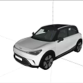 White Modern Compact Car With Black Roof Sleek Design And Stylish Black Wheels