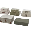 Vintage Decorative Ornament Storage Box Set With Fabric Covered Design Assorted Colors And Buttons
