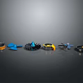 Various Small Cooling Fan Designs With Colorful Blades And Bases