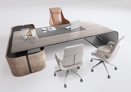 Modern manager office desk and chair 3d model