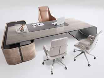 Modern manager office desk and chair 3d model