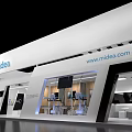 Midea Exhibition Booth Modern White Design With Product Displays And Entrance Area