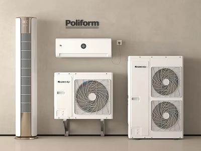 Poliform DAIKIN Air Conditioning Fans With Floor Standing Wall Mounted And Outdoor Units 3d model