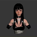Female Game Movie Character With Long Black Hair Strappy Outfit And Necklace Accessory 3D Render