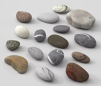 Modern pebble stone rock landscape stone 3d model