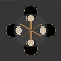 Modern Dining Furniture Set With Round Glass Table And Black Cushioned Wooden Chairs