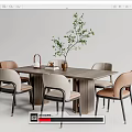 Modern Dining Table and Chair Combination Dining Table and Chair 3d model