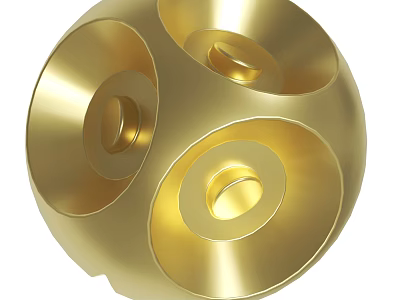 Modern Golden Metallic Sphere With Shiny Surface And Circular Holes Design 3d model