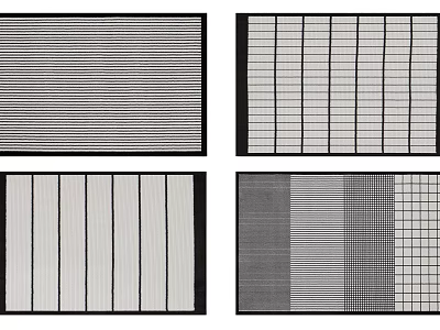 Square Rugs With Various Striped Grid And Geometric Patterns In Black White Gray 3d model