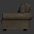 Modern Brown Three Seater Sofa With Two Tone Cushions And Curved Armrests