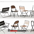 Modern Foldable Dining Chairs With Metal Frames And Various Colors 3d model