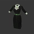 Elegant Dark Purple Dress With White Collar Cuffs Pink Bow And Belt