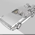 Vintage Silver Sports Car With Gullwing Doors And Roof Mounted Equipment