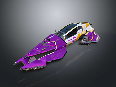 Futuristic Purple Racing Car With White And Yellow Accents Sleek Streamlined Design 3d model