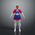 Child Cheerleader Costume With Red Blue White Dress Long Sleeves And Skirt