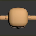 3D Game Movie Cartoon Character With Bald Head Yellow Shirt Smiling Expression Arms Outstretched