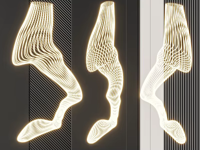Modern LED Pendant Lights with Curved Streamlined Design and Warm Glow for Indoor Decor 3d model