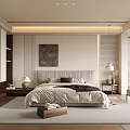Modern Bedroom Interior Design With Large Bed Nightstands Pendant Light And Accent Chair