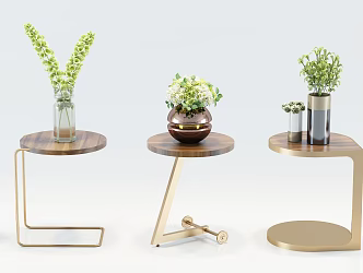 Modern Round Table Fashion Simple Metal Glass Coffee Table Side Table Decorations Ornaments Combination 3d model