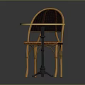 Wicker Back Leisure Chair with Fabric Cushion and Round Marble Top Table