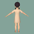 Anime Girl Character With Twin Braids Beige Dress Fruit Pattern Pink Shoes Light Green Background