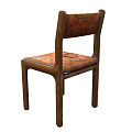 Vintage Leisure Chair With Orange Patterned Seat And Backrest Wooden Frame