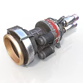 Industrial Mechanical Component Featuring Metallic Structure Red Accents Pipes And Connectors